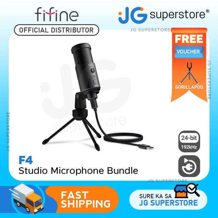Fifine F4 Plug and Play USB Microphone Suitable for Mac OS, Windows