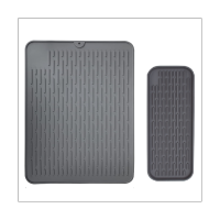 2 Pcs / Set Silicone Dish Drying Mat Heat-Resistant and Non-Slip Silicone Mat for Kitchen, Cutlery