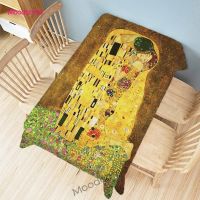 Gustav Klimt Famous Oil Painting Gold Color Kiss Countryside Pastoral Green Garden Art Decorative Table Cloth Linen Tablecloth
