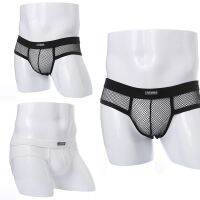 กางเกงในชายตาข่ายโปร่ง Men See-Through Underwear Hollow Out Mesh Briefs