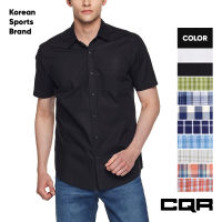 TSLA- [CQR] เสื้อเชิ้ตแขนสั้นผู้ชายทรงพอดีตัวผ้าฝ้าย 100% เสื้อเชิ้ต Poplin ลำลองติดกระดุม I เสื้อเชิ้ตชาย I เสื้อลายสกอตผช I เสื้อลำลอง  (CQ-TOS501)