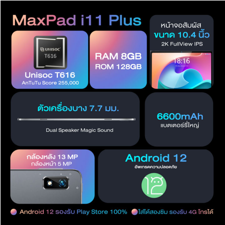 hj-best-seller-new-2023-bmax-i11-plus-หน้าจอขนาด10-4-นิ้ว-8gb128gb-cpu-t616-octa-core-android12-ประกันในไทย-1ปี