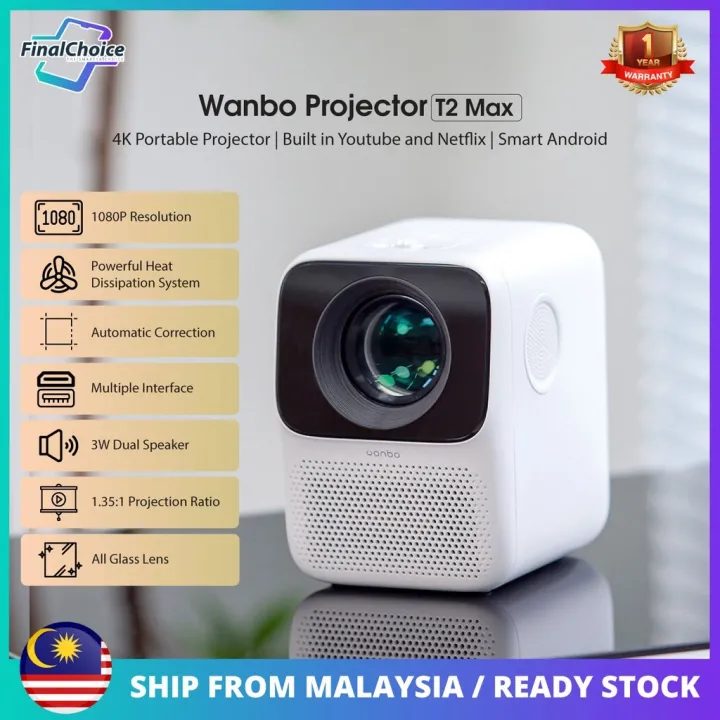 projector [Global Version] Wanbo Projector T2 Max Built in Youtube and