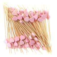 Cocktail Bar  Wooden Toothpicks  Party Supplies  Frilly Finger Food  Fruit Sandwich Snacks-Pink Heart 100 Sticks