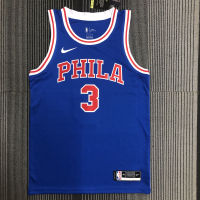 เสื้อเจอร์ซีย์ Philadelphia 2022สำหรับผู้ชาย,เสื้อเจอร์ซีย์อัลเลน Iverson Swingman แท้76ers สีดำ/ ขาว/แดง/ฟ้า