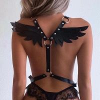 Womens Gothic Leather Angel Body Harness Belt Sexy Fetish Angel Wings Bondage Harness Waist Belt