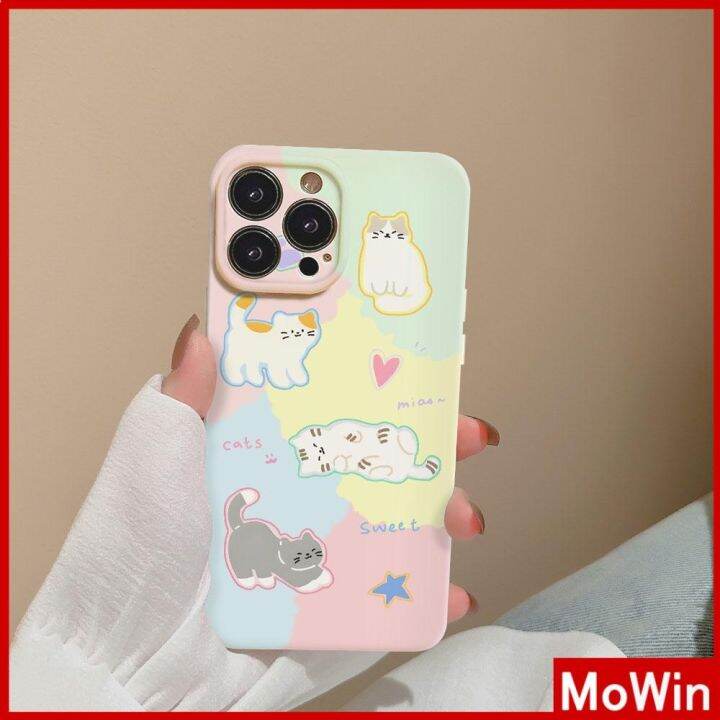 mowin-เข้ากันได้สำหรับ-เคสไอโฟน-เคสไอโฟน11-เคส-สำหรับ-iphone-14-เคสไอโฟนครีมเคสนิ่มเคลือบมัน-กันกระแทกฝาครอบกล้องป้องกันการ์ตูน