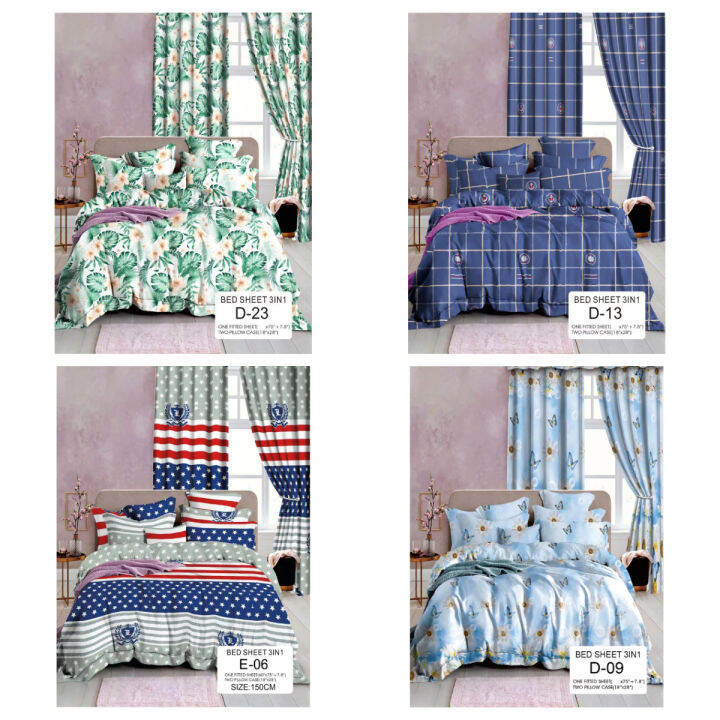 3N1 Fully Garterized Bed Sheet with 2 Pillow Case Lazada PH