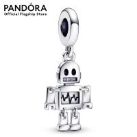 Pandora Bestie-Bot sterling silver dangle with black and white enamel เครื่องประดับ   จี้ชาร์ม ชาร์มสีเงิน สีเงิน ชาร์มเงิน เงิน ชาร์มสร้อยข้อมือ ชาร์มแพนดอร่า แพนดอร่า