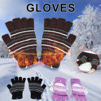 Love cut 【Ready】 USB Heated Half Finger Gloves Washable Fingerless Winter Knitted Gloves