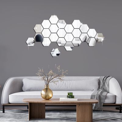 ✌ 6 cm JM3252 foreign trade hexagon mirror 3 d wall stickers creative DIY sitting room the bedroom decorate household wholesale
