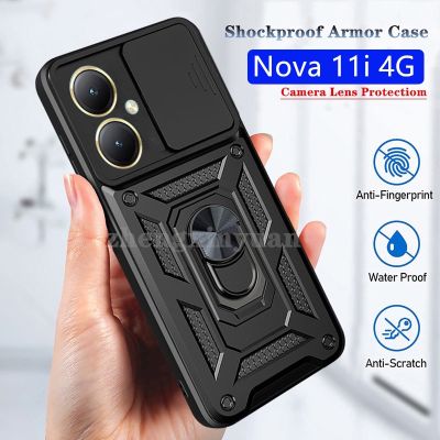 เคสป้องกันเลนส์กล้องสไลด์สำหรับ Huawei Nova 11i 4G Nova 11 11Pro กันกระแทกเกราะป้องกันโทรศัพท์บน Nova11i Nova11ที่ยึดโทรศัพท์ในรถแม่เหล็ก NOVA11PRO