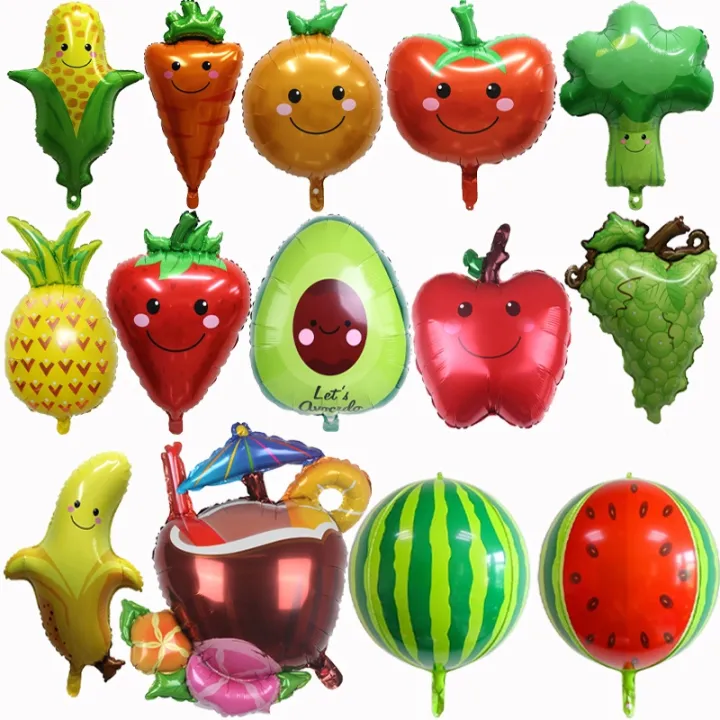 【CW】 Fruits Vegetables Foil Balloons Watermelon Bananas Tomatoes Party