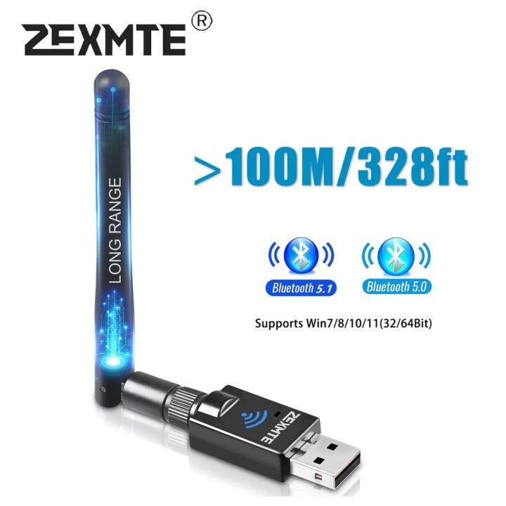 1 Zexmte USB Bluetooth 5.0 Adapter 100M Transmitter 328Ft Long Range