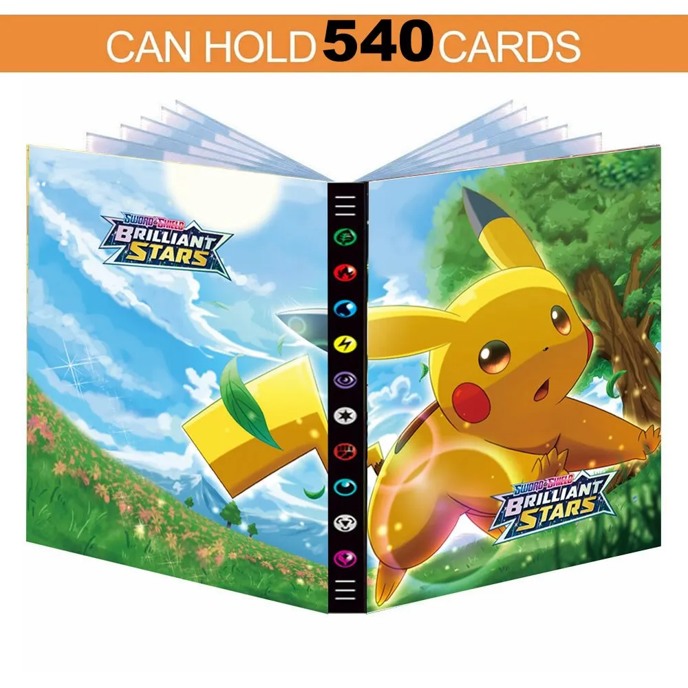 9 bolso álbum pokemon 432 cartão livro dos desenhos animados pikachu jogar  jogo mapa pokémon titular pasta coleção carregado lista crianças brinquedo  presente 