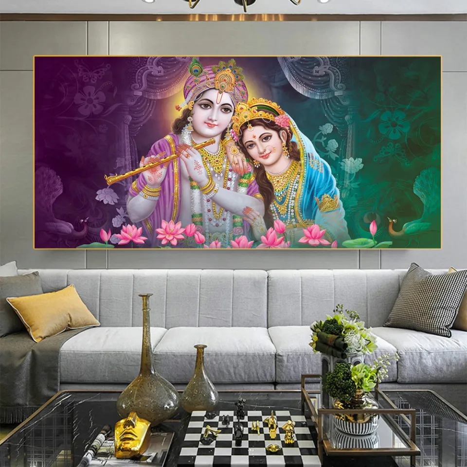 60x120CM Modern Hindu God Canvas Painting HD Print Lord Krishna Wall Art  Picture Radha Gift (No Frame) Lazada