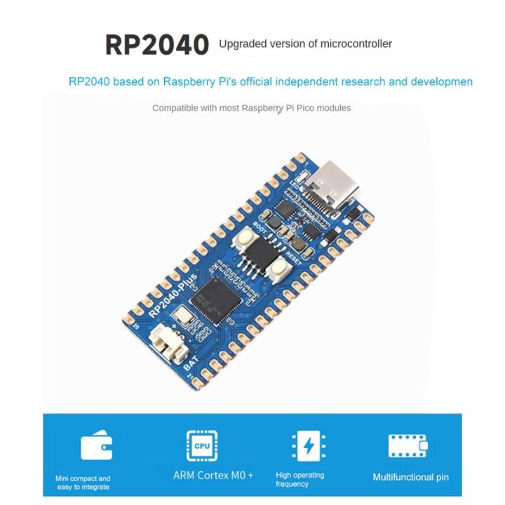 waveshare-rp2040-plus-microcontroller-upgrade-rp2040-dual-core-processor-16mb-on-chip-flash-for-raspberry-pi-pico