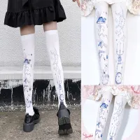 【LZ】❁✥  Impressão 3D Lolita Joelho-Meias Altas para Mulheres Branco Kawaii Doce Harajuku Meninas JK Cosplay Yuan Secundário Novo