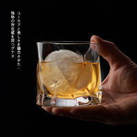 JP Makoto Komatsu Irregular Crystal Whisky Glass Free Coasters Artwork Wrinkle Whiskey Rocks Cup Brandy Snifters Cognac Tumbler