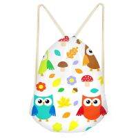 Cartoon Owl 3D Printing Drawstring Top Waterproof Pocket for Boys and Girl Storage Bag Christmas Gift Bags Sac Cordon