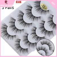 RVGCHC SHOP SKONHED 5 Pairs แฟชั่นของผู้หญิง ปุยหลายชั้น Wispy Flared หลากสไตล์ 3D Faux Mink Hair ขนตาปลอม ต่อขนตา กากบาด