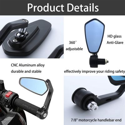 “：{}” Motorcycle Rear View Mirrors Anti-Glare HD Motorbike Black Handlebar End Side Mirror For Scooters ATV Bike Motorcycles