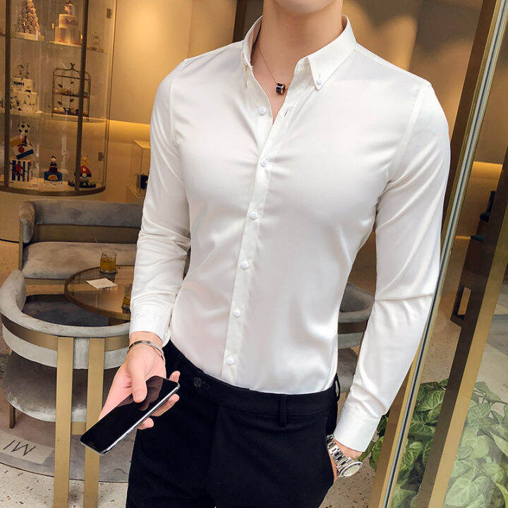 ขนาดบวก5xl-m-4สี-neckline-เย็บปักถักร้อยเสื้อหรูหราผู้ชายแขนยาวสลิมฟิตลำลองธุรกิจเสื้อสังคมชุดเสื้อ