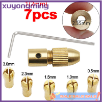 Xuyongming 7ชิ้น/เซ็ต2.35/3.17/2/4 05/5.05มม. อะแดปเตอร์ดอกสว่านบิตปลอกทองเหลืองเครื่องเจาะขนาดเล็ก