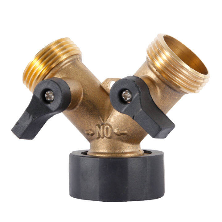 garden-hose-splitter-2-way-garden-water-distributor-solid-brass-y-valve-connector-hose-connector-garden-water-hose-adapter-3-4-นิ้วด้าย-tutue-store