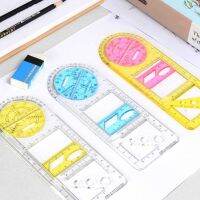 ✗ Multifunctional Geometric Ruler Transparent Drawing Template Rotatabled Math Measuring Rulers Students School Office Supplies