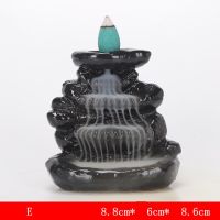 ；‘。、’ Waterfall Incense Burner Ceramic Incense Holder Handmade Ceramic Backflow Incense Burner Decor With 10 Backflow Incense Cones