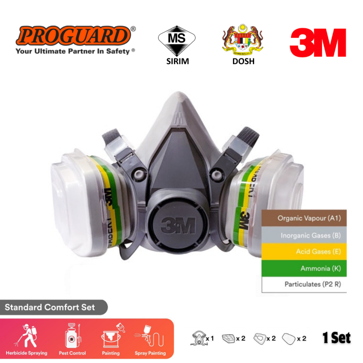 3M 6000 Series Full Set Half Facepiece Respirator Mask Particulate ...