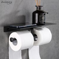 Avapax กระดาษชำระคู่สีดำด้านตัวแขวนแบบม้วนกระดาษชำระที่ยึดกระดาษชั้นวางของในห้องน้ำกระดาษชำระตู้กระดาษที่ใส่กระดาษชำระ Tisu Toilet ตัวแขวนแบบม้วน S