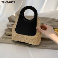 ₪ Small design inclined shoulder bag female leisure bags 2023 new tide ins temperament straw