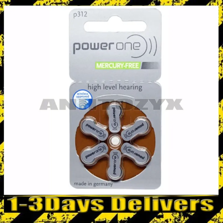 PowerOne 312 Zinc Air Hearing Aid Battery (1 Pack) 1.45V 312, PR41