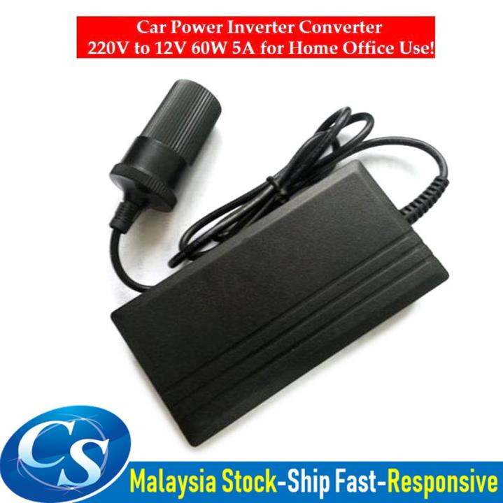 Car Cigarette Power Inverter Converter 220V to 12V 60W 5A Lazada