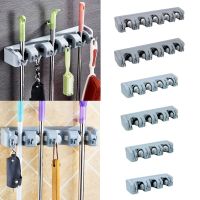 Wall-mounted mop storage bag brush broom hanger multifunctional broom rack plastic mop rack bathroom kitchen storage 3 styles Picture Hangers Hooks