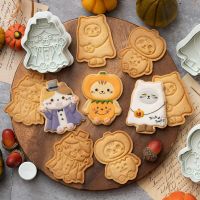 2023 Halloween Cat Cookie Mold Cartoon Pumpkin Ghost Cat Fondant Cake Decorating Tools Happy Halloween Party Biscuit Cutter Set Bread Cake  Cookie Acc