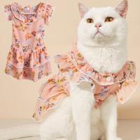 Comfortable Pet Dress Breathable Polyester Non-sticky Hair Flower Printed Pet Skirt for Outdoor Dresses