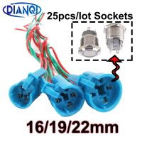 25pcs /Lot 16mm 19mm 22mm Cable Socket for 4Pins Metal Push Button Switch with 4 Wires