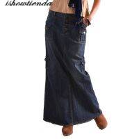 【CW】 Womens Fashion Mid Waist Front Straight Denim Skirts 2020