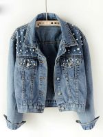 ZZOOI Fashion Women’s Denim Jacket Full Sleeve Loose Button Pearls Short Lapel Wild Casual New Autumn 2022