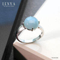 Lenya Jewelry แหวนอะความารีน (Aquamarine) สีฟ้าน้ำทะเล เม็ดใหญ่ 10 มิล ปกป้องคุ้มภัยในการเดินทาง โดยเฉพาะทางน้ำ ตัวเรือนเงิน 925 ชุบทองคำขาว