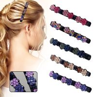 【CW】 Braided Hair Side Bangs Clip shaped 3 Flowers Braid Hairpins Decorate Duckbill