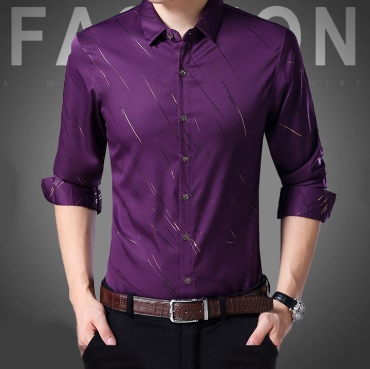 TWOOEE New Long Sleeved Purple Shirt Men Summer Office Essentials Kemeja  Lelaki Purple Baju Lelaki Berkolar Baju Kemeja Lelaki Lengan Panjang |  Lazada