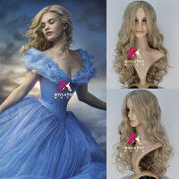 อะนิเมะ Cinderella คอสเพลย์วิกผมยาว CURLY ผมสีบลอนด์วิกผมสังเคราะห์สำหรับผู้หญิงฮาโลวีนเครื่องแต่งกาย PARTY hairpiece seleca