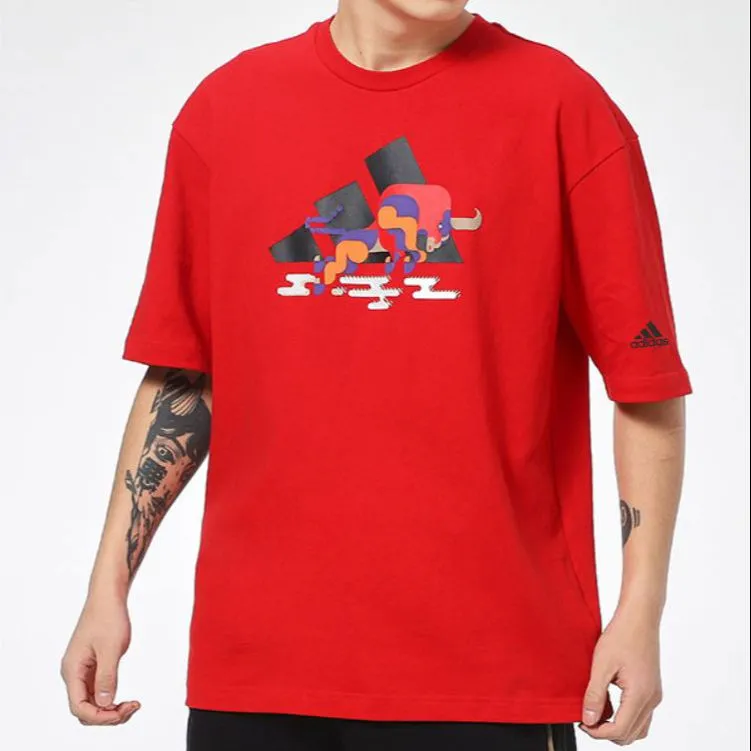 Generosidad perfume tos Bullfight designs Adidas Cool Bull printed Unisex Round Neck T-shirt 100%  Cotton ADIDAS Cow Sport Men's tshirt | Lazada PH
