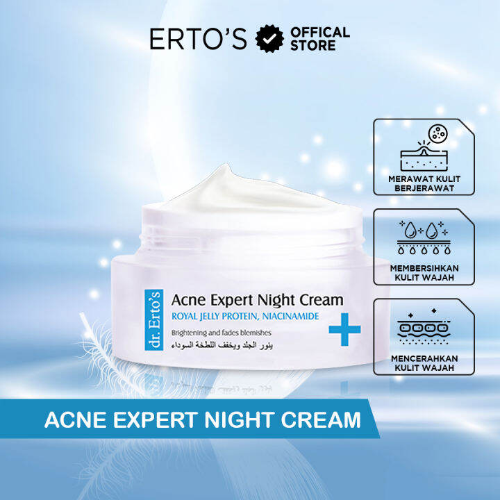 Dr Ertos Acne Expert Night Cream Untuk Kulit Berjerawat Krim Malam