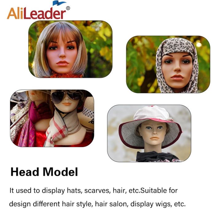 หัวหุ่น-alileader-สำหรับแสดงวิกผมสีเบจสีน้ำตาลนางแบบหญิงไม่มีไหล่วิกเหมือนจริงหุ่นหัวหุ่น