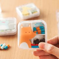 Travel Pill Case Split Pill Organizer Transparent Pill Box 4 Slots Medicine Box Cutter 7 Day Pill Container Cartoon Case Holder Medicine  First Aid St